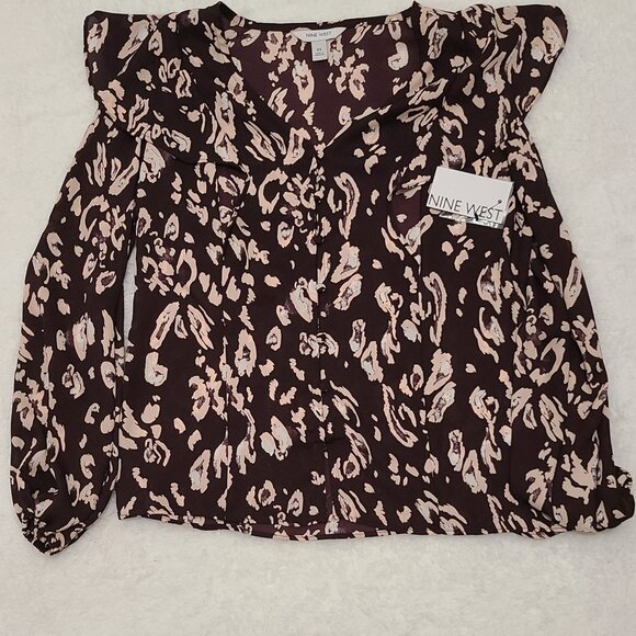 Women's Nine West XS Flounce Trim Blouse - Picture 4 of 5